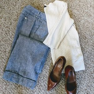 Wide leg cuffed trousers